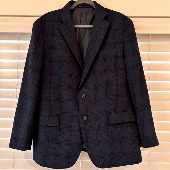 Kenneth Cole Other - Kenneth Cole Awearness Suit Jacket Slim Fit 44R Navy Plaid Sport Coat Blazer